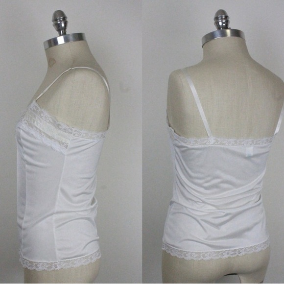 VINTAGE Mel-Lin White Lace Trim Cami Top - Picture 4 of 6